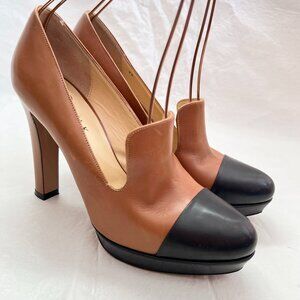 Marvin K high heels Force Cap Toe Platform Leather Pump black brown 8.5